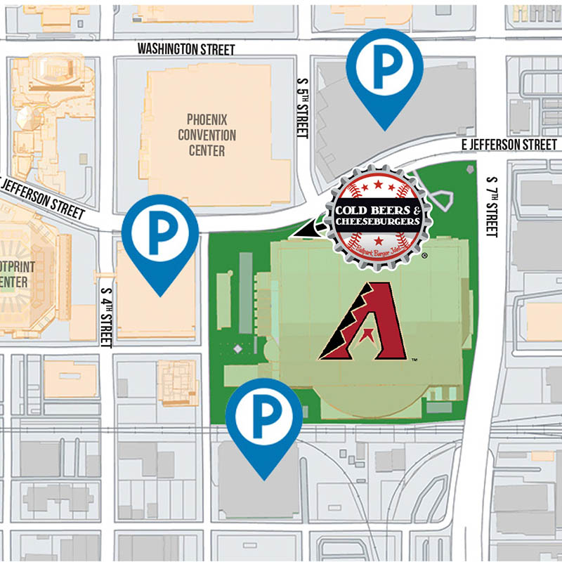 Cold Beers & Cheeseburgers Downtown Parking Map