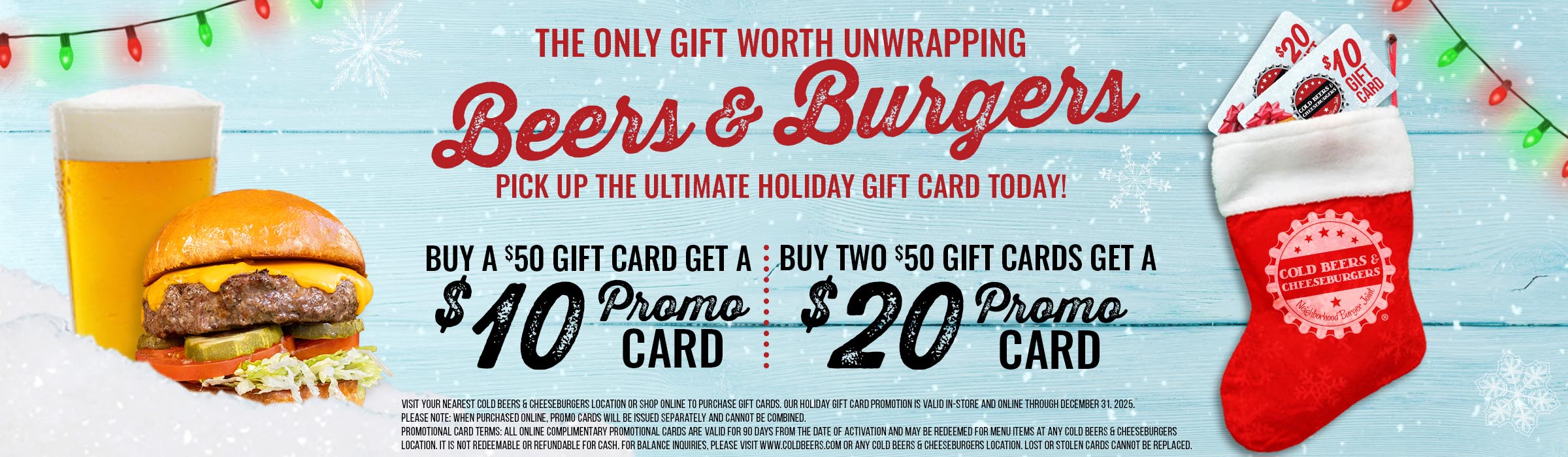 Cold Beers & Cheeseburgers 2025 Holiday Gift Card Promotion