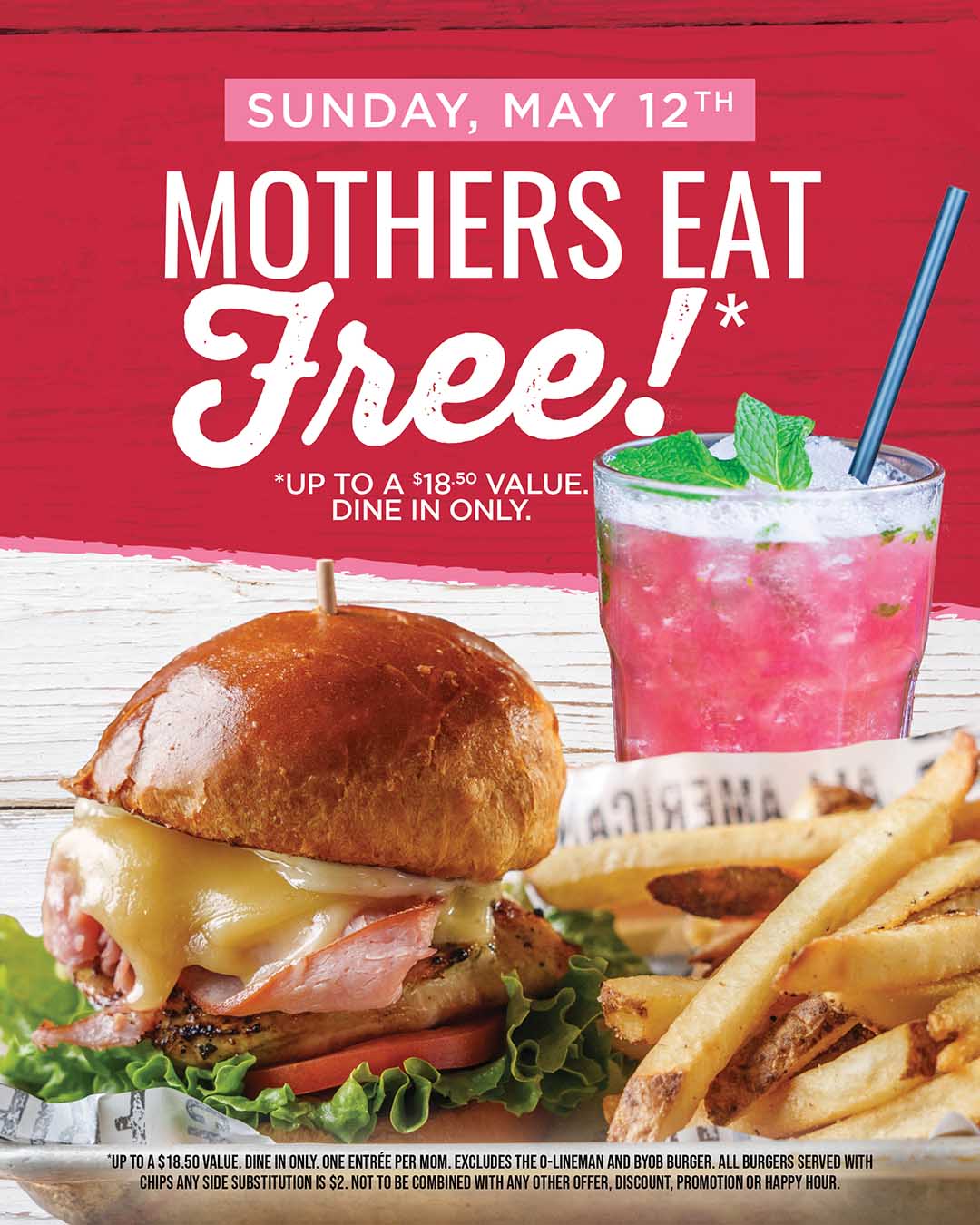 Mothers Eat Free on Mother's Day